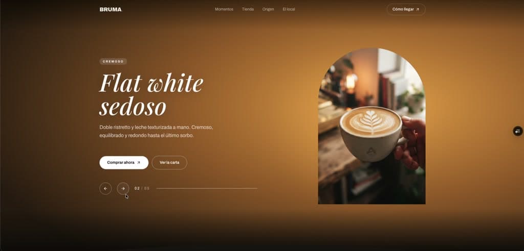 Captura de la web de Bruma — Hostelería · Cafetería