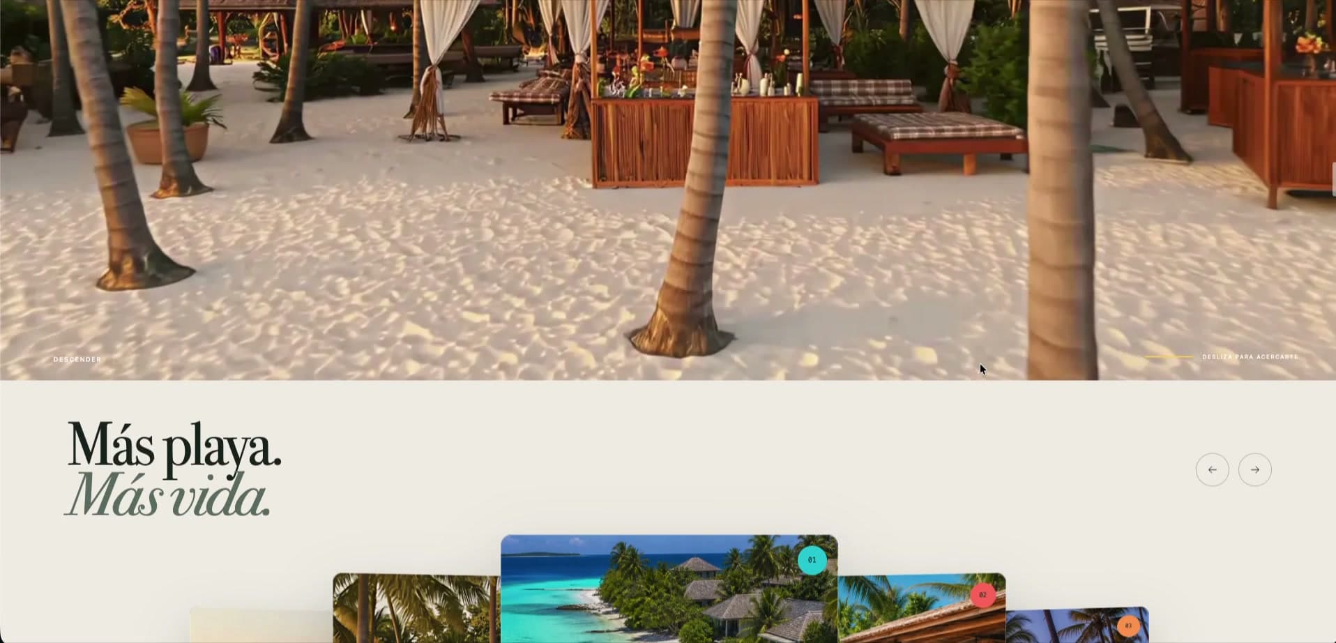 Captura de la web de Nomara — Hospitalidad · Resort insular