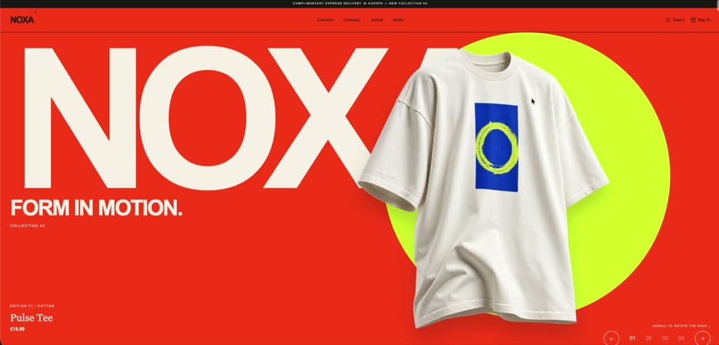 Captura de la web de Noxa — Moda · Experiencia editorial