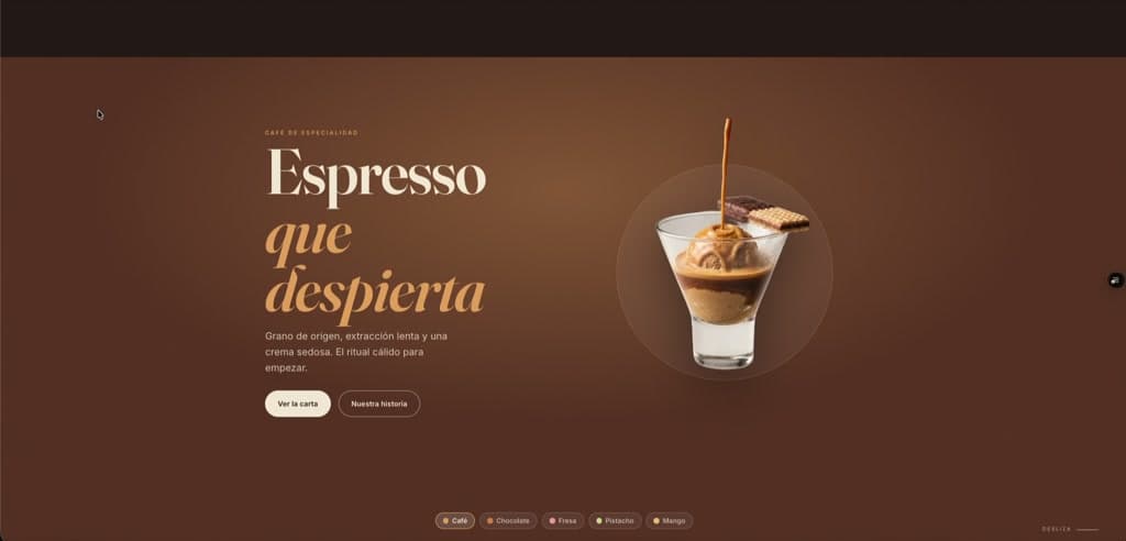 Captura de la web de Ámbar — Hostelería · Café & Heladería