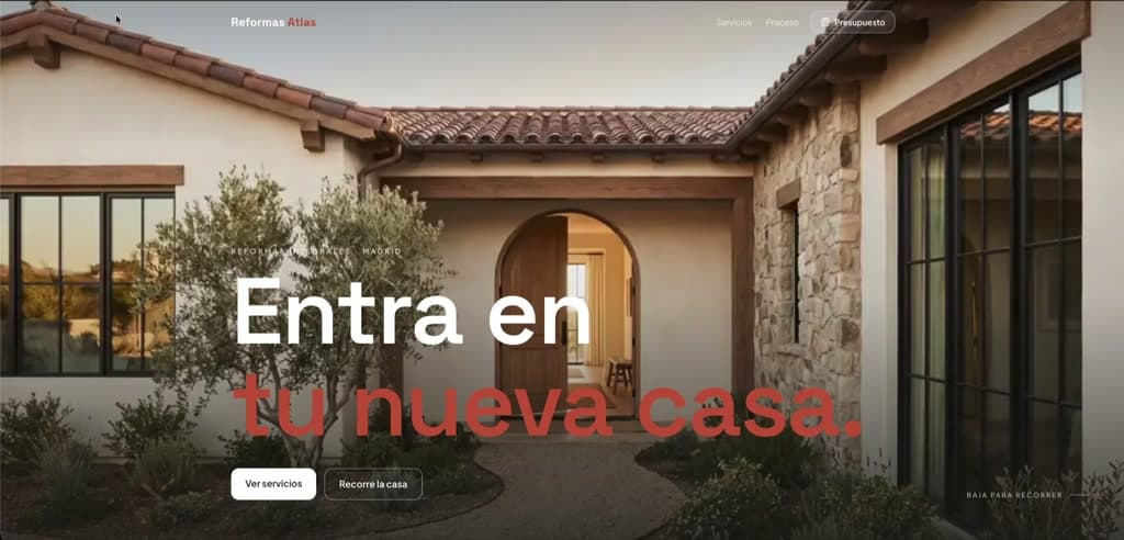 Captura de la web de Reformas Atlas — Servicios · Reformas