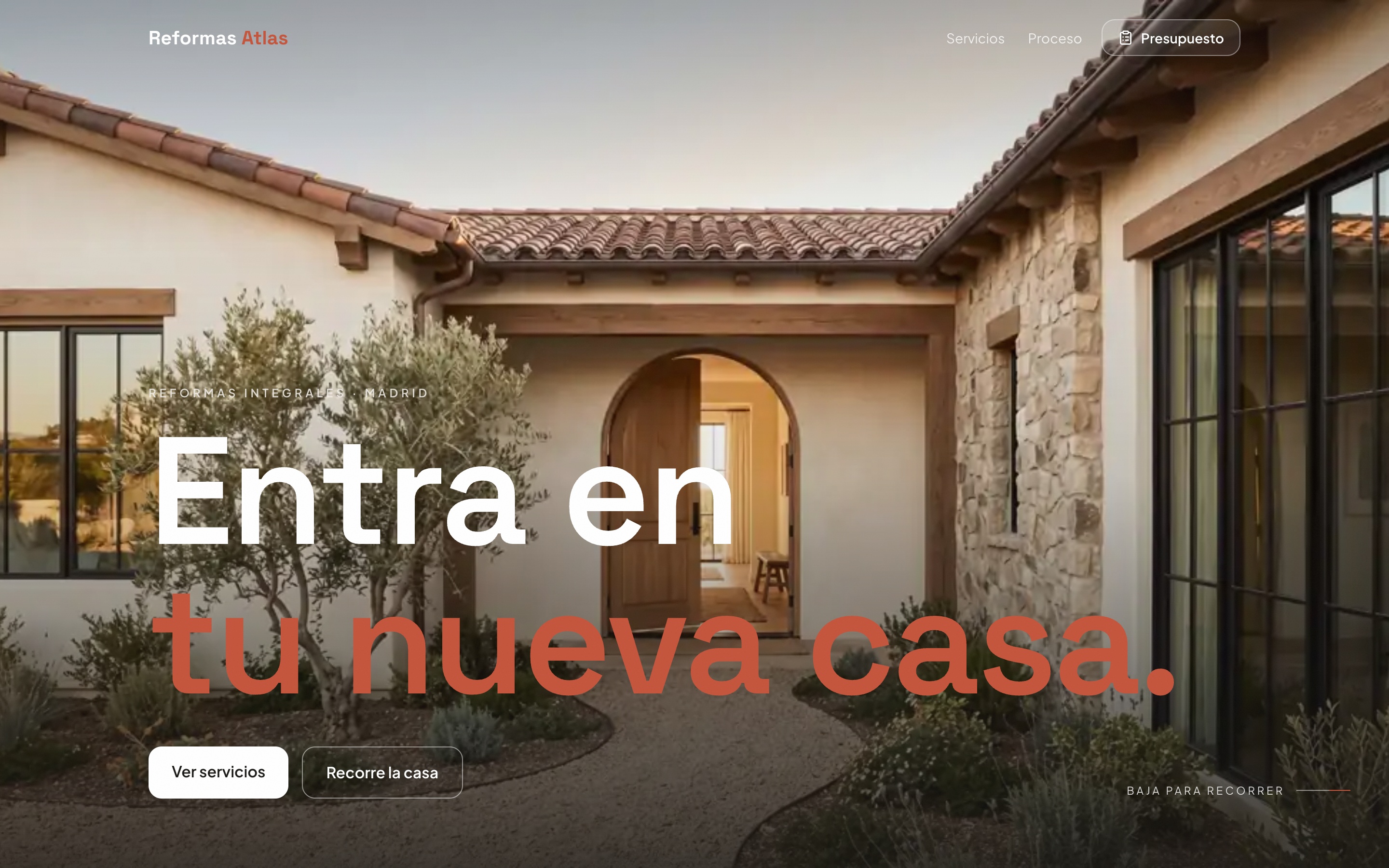 Vista principal de la web de Reformas Atlas — Servicios · Reformas